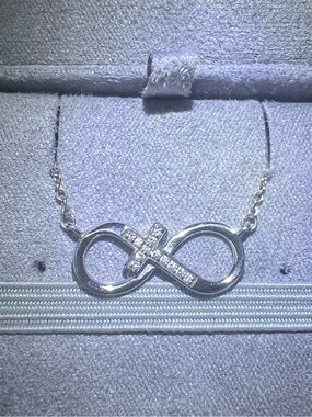 Angara White Gold and Diamond Infinity Necklace - White